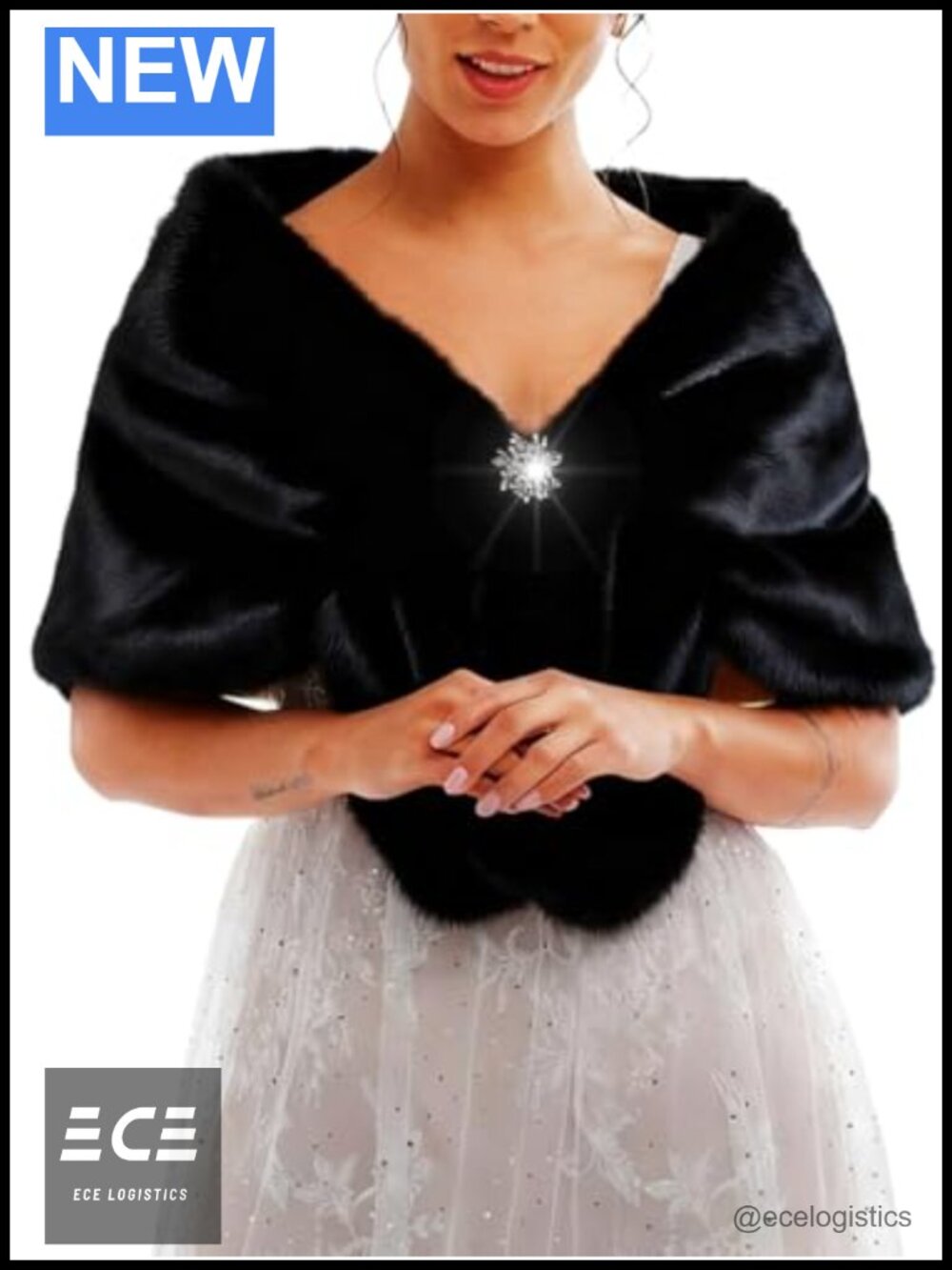 Faux Fur Shawl Wrap Bridal Stole Cape for Wedding